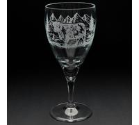 Glyptic Glass Art Highland Cow Crystal Wine Glass - Hand Etched/Engraved Gift