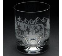 Glyptic Glass Art Highland Cow Whiskey Tumbler Glass - Hand Etched/Engraved Gift