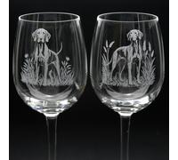 Glyptic Glass Art Hungarian Vizsla Dog Crystal Wine Glass - Hand Etched/Engraved Gift - Right