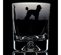 Glyptic Glass Art Poodle Dog Whiskey Tumbler Glass - Hand Etched/Engraved Gift