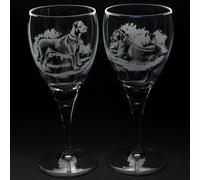 Glyptic Glass Art Rhodesian Ridgeback Dog Crystal Wine Glass - Hand Etched/Engraved Gift - Pair