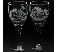 Glyptic Glass Art Rhodesian Ridgeback Dog Crystal Wine Glass - Hand Etched/Engraved Gift - Right