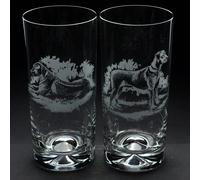 Glyptic Glass Art Rhodesian Ridgeback Dog Highball Glass - Hand Etched/Engraved Gift - Pair