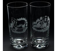 Glyptic Glass Art Rough Collie Dog Highball Glass - Hand Etched/Engraved Gift - Right
