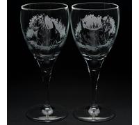 Glyptic Glass Art Scottish Terrier Dog Crystal Wine Glass - Hand Etched/Engraved Gift - Left