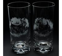 Glyptic Glass Art Scottish Terrier Dog Highball Glass - Hand Etched/Engraved Gift - Left