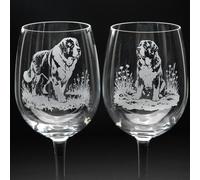 Glyptic Glass Art St. Bernard Dog Crystal Wine Glass - Hand Etched/Engraved Gift - Right