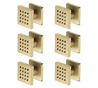 GLYYRLR Shower Body Spray Massage Jet Brushed Gold Body Spray Jet Brass Adjustable Shower Side Jets Square Shower Head Sprayer Wall Mount Bathroom Shower Accessories, 50x50mm,6 Pack