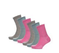 GM Apparel 6 Pairs Ladies Bamboo Diabetic Extra Wide - Lightweight, Odor Resistant - Non-Elasticated Socks with Hand Linked Toe - Seamless Soft Toe For Eyeryday Use - UK 4-8 (Teal/Grey/Pink)