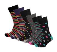 GM Apparel 6 Pairs Men’s Bamboo Non-Elastic Antibacterial Soft Socks - Comfort Moisture-Wicking Wellness Skin-Friendly for Everyday Wear Bright and Colourful (UK- 6-11, DESIGN 5)