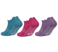 GM Apparel Girls Kids Gripper Socks - 3 Pairs Assorted (11-13 Years UK), Non-Slip, Cushioned, Breathable, Ankle Length, 3 Count