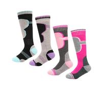 GM Apparel High Performance Ladies Ski Socks - Long Hose Thermal Socks for Ultimate Comfort and Warmth on the Slopes - 4 Pair Pack, UK Size 4-7