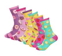 GM Apparel Ladies Novelty Socks | Women's Bamboo Sock Fun Gift | Donuts, Fruits & Cute Funny Patterns | Bright, Colourful, Ultra Soft & Breathable Perfect for Everyday Wear (4-8)