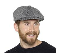GM Apparel Mens Baker Boy Herringbone 8 Panel Newsboy Cap - Flat Caps - Gatsby Tweed Cap Ivy Irish Hat for Men and Women (UK M - L, Grey)