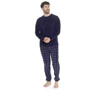GM Apparel Men's Fleece Pyjama Set | Winter Warm PJs Nightwear, Sleepwear Loungewear | Super Soft Cosy Plain Top & Checked 2 Piece Bottoms Set - Gifts for Men