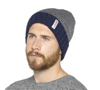 GM Apparel Mens Warm Knit Beanie Hat 3M Thinsulate Fleece Lining Insulated Super Soft Outdoor Men Winter Ski Hats (Navy/Grey)