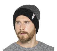 GM Apparel Mens Warm Knit Beanie Hat 3M Thinsulate Fleece Lining Insulated Super Soft Outdoor Men Winter Ski Hats (Black/Grey)