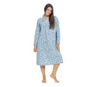 GM Apparel Women’s Flannelette Nightdress - Brushed Cotton Long Sleeve Wincey Nightie, Ladies Warm Winter Nighty Nightwear, Soft Sleepwear & Loungewear (Blue, 22-24)