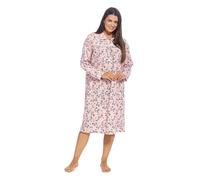 GM Apparel Women’s Flannelette Nightdress - Brushed Cotton Long Sleeve Wincey Nightie, Ladies Warm Winter Nighty Nightwear, Soft Sleepwear & Loungewear (Pink, 22-24)