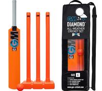 GM | Ben Stokes Diamond Endorsed All-Weather Plastic Cricket Set | 1 x Moulded Bat, 1 x Soft Red Rubber Ball, 3 Stumps | Carry Bag | Size 4 for Players 144-150cm / 4' 8" - 4' 11" | Gunn & Moore