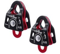 GM CLIMBING 40kN Micro Double Pulley Prusik Minding Ball Bearing UIAA CE for Progress Capture System Rigging Hauling Rescue Arborist Tree Climbing (Pack of 2)