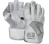 Gunn & Moore GM Cricket Wicket Keeper Keeping Gloves | Original L.E. | Full Leather Lining & Pin-Tuck Teknik Hyper Grip Palm | Aniline Leather Back of Hand | Large Adult | 1 Pair | White/Black GM Logo