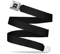 GM General Motors Belt, Seatbelt Buckle Belt, 1929 Chevrolet Bowtie Logo Full Color Black Silver Blue, 24 to 38 Inches