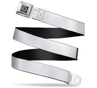 GM General Motors Belt, Seatbelt Buckle, Chevy Logo White, White, 1.5" Wide - Fits Pant Size 32-52