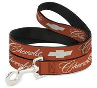 GM General Motors Chevrolet Script Dog Lead with Bow Tie Orange White 6 Feet Long 2.5 cm Wide