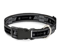 GM General Motors Dog Collar with Plastic Clip, Quick Release, Easy Adjustable, Vintage Chevrolet 1934 Bowtie, 9.5 to 14.5 Inches 0.5 Inch Wide