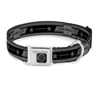 GM General Motors Easy Adjustable Metal Seatbelt Buckle Quick Release Dog Collar, Chevrolet 1934 Bowtie, 16 to 23 Inches 1.5 Inch Wide-Medium