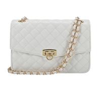 GM LIKKIE Quilted Shoulder Bag for Women, Medium Flap Crossbody Handbag with Chain Strap, Soft Vegan Leather Clutch Purse, White
