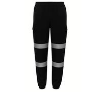 GM WORKWEAR Hi Vis Cargo Joggers - Reflective Safety Work Trousers with Pockets - Comfortable High-Visibility Jogging Bottoms - Yellow, Orange & Black - S to 4XL