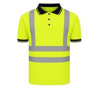 GM WORKWEAR Hi-Vis Polo Shirt - Men’s High Visibility Safety Workwear, Reflective Short Sleeve, Breathable, Lightweight Multi Colours, S-4XL (UK, Alpha, M, Regular, Regular, Yellow)