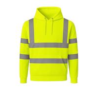 GM WORKWEAR Hi-Vis Safety Pullover Hoodie - Reflective Tape Work Sweatshirt, High-Visibility Clothing, 5 Colors & Sizes S-4XL Workwear Hoodie (UK, Alpha, XXL, Regular, Regular, YELLOW)