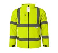 GM WORKWEAR Hi Vis Soft Shell Jacket - Premium Reflective High Visibility Safety Workwear, Lightweight Breathable Security Jacket with Pockets, S-3XL