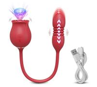 (GM45-Red) Rose-Sucking Vibrator for Women Thrusting Dildo Nipple Vacuum Sucker Clitoris Stimulator Female Vibrating Egg Adult Sex Toys