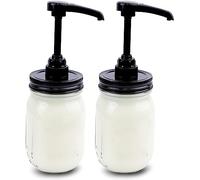 GMAEURL Mason Jar Syrup Sauce Dispenser With 16 Oz Mason Jar 2 Set- Coffee Syrup Dispenser pump bottle Leak-Proof, Food Grade Pumps For Honey Salad Dressings Ketchup Oyster Sauce