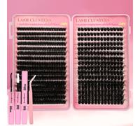 Gmagictobo Cluster Eyelash Extensions Wispy Lash Clusters Kit 544Pcs Volume 100D 120D Eyelash Clusters D Curl Lashes Clusters DIY Individual Lashes Clusters Lash Cluster Glue Lash Tweezers