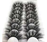 Gmagictobo False Eyelashes Fluffy Dramatic 25MM Lashes 3D Faux Mink Lashes Wispy Pack Long Thick Volume Soft Strips False Lashes 8 Pairs Multipack