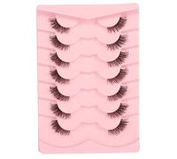 GMAGICTOBO False Eyelashes Natural Cat Eye Half Lashes Fluffy Wispy Clear Band 3D Faux Mink Lashes Pack Soft Strips Fake Eyelashes 7 Pairs