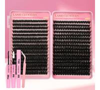 Gmagictobo Lash Clusters Kit Cluster Eyelash Extensions 560Pcs Volume 100D 150D Lashes Clusters D Curl Eyelash Clusters DIY Individual Lash Clusters Eyelash Glue Lash Tweezers
