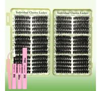 Gmagictobo Lash Clusters Kit Natural Cat Eye D Curl Lash Clusters 520Pcs DIY Individual Lashes Clusters Lash Extension Kit Thin Band Wispy Eyelash Clusters Lash Bond and Seal Lash Tweezers