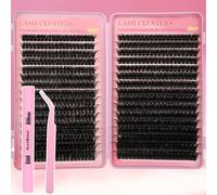 Gmagictobo Lash Extension Kit Lash Clusters Kit 640Pcs Volume Eyelash Clusters C Curl Lashes Clusters DIY Cluster Eyelash Extensions With Lash Bond and Seal Lash Tweezers