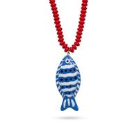 Gmai Fish Necklace for Women Colorful Beaded Long Necklace Boho Beach | Red Blue Beaded Resin Fish Pendant Statement Necklace Cute Y2K Summer Beach Ocean Vacation Gifts