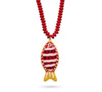 Gmai Fish Necklace for Women Colorful Beaded Long Necklace Boho Beach | Red Blue Beaded Resin Fish Pendant Statement Necklace Cute Y2K Summer Beach Ocean Vacation Gifts