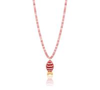 Gmai Fish Necklace for Women Colorful Beaded Long Necklace Boho Beach | Red Blue Beaded Resin Fish Pendant Statement Necklace Cute Y2K Summer Beach Ocean Vacation Gifts