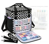GMAK Serger Carrying Case, Serger Case for Most Standard Overlock Machines | Heavy Duty Serger Storage Tote Bags, Multiple Pockets, Suitable for Standard Serger Sewing Machines Overlockers, Black Dots