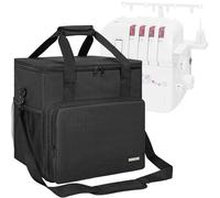 GMAK Serger Carrying Case, Universal Serger Storage Bag with Base Padding Pad, Storage Pockets, Travel Case with Shoulder Strap for Most Standard Overlock Sewing Machines and Accessories, Black