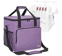 GMAK Serger Carrying Case, Universal Serger Storage Bag with Base Padding Pad, Storage Pockets, Travel Case with Shoulder Strap for Most Standard Overlock Sewing Machines and Accessories, Purple